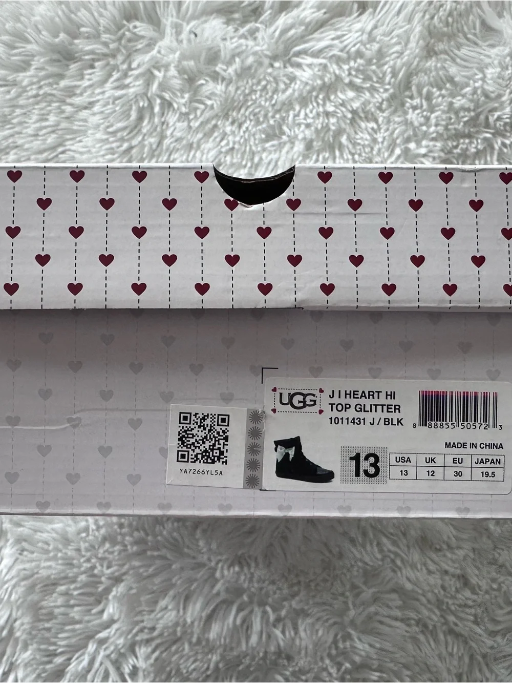 UGG J I Heart Hi Top Glitter Black Sneakers size 13